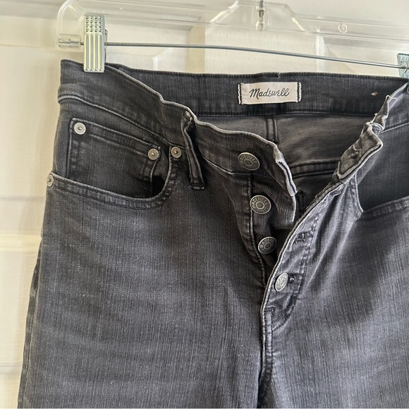 Madewell Cali Demi Boot Black Denim Bootcut Ankle Jeans Bayland Wash Raw Hem 27 - Picture 5 of 8